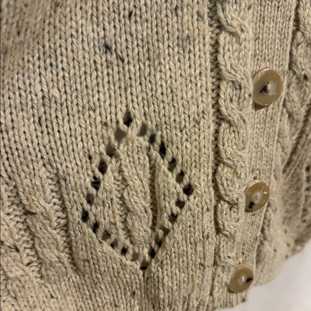 Outback Red Beige Button-Up Cardigan Crochet Open Knit Vintage 80’s Cozy Cabin